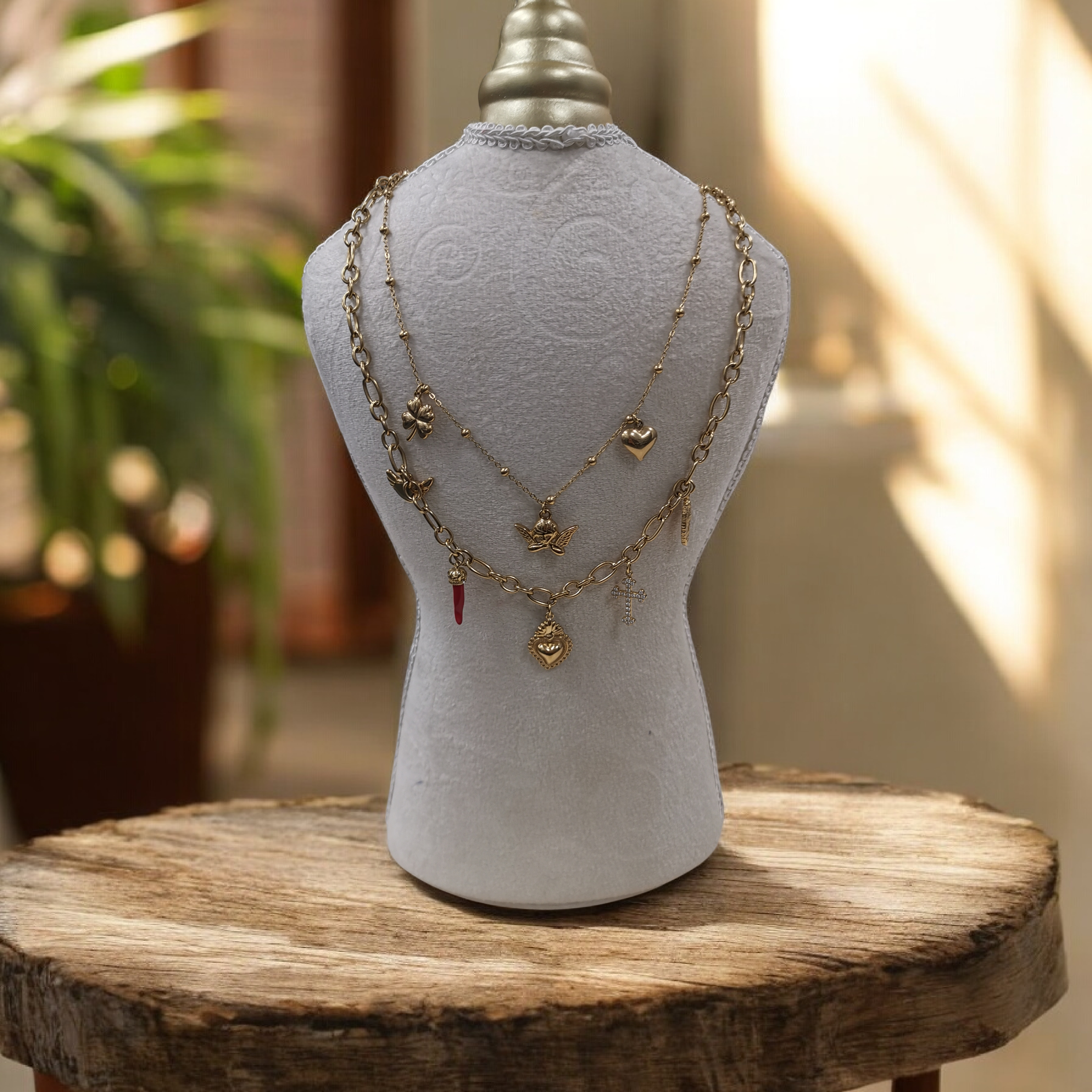 Collier Multi Breloques Acier Inoxydable - Bijou Tendance Femme