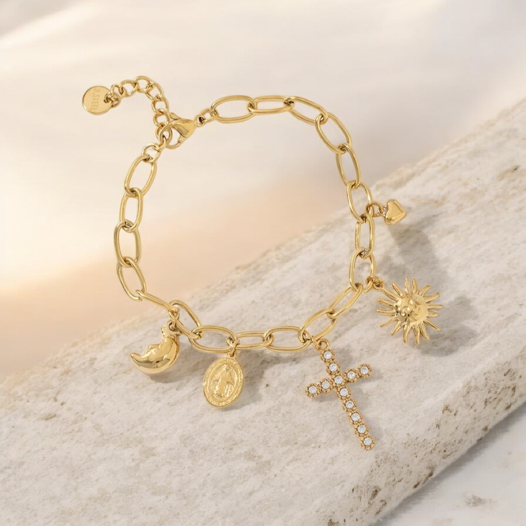 Bracelet acier inoxydable multi breloques