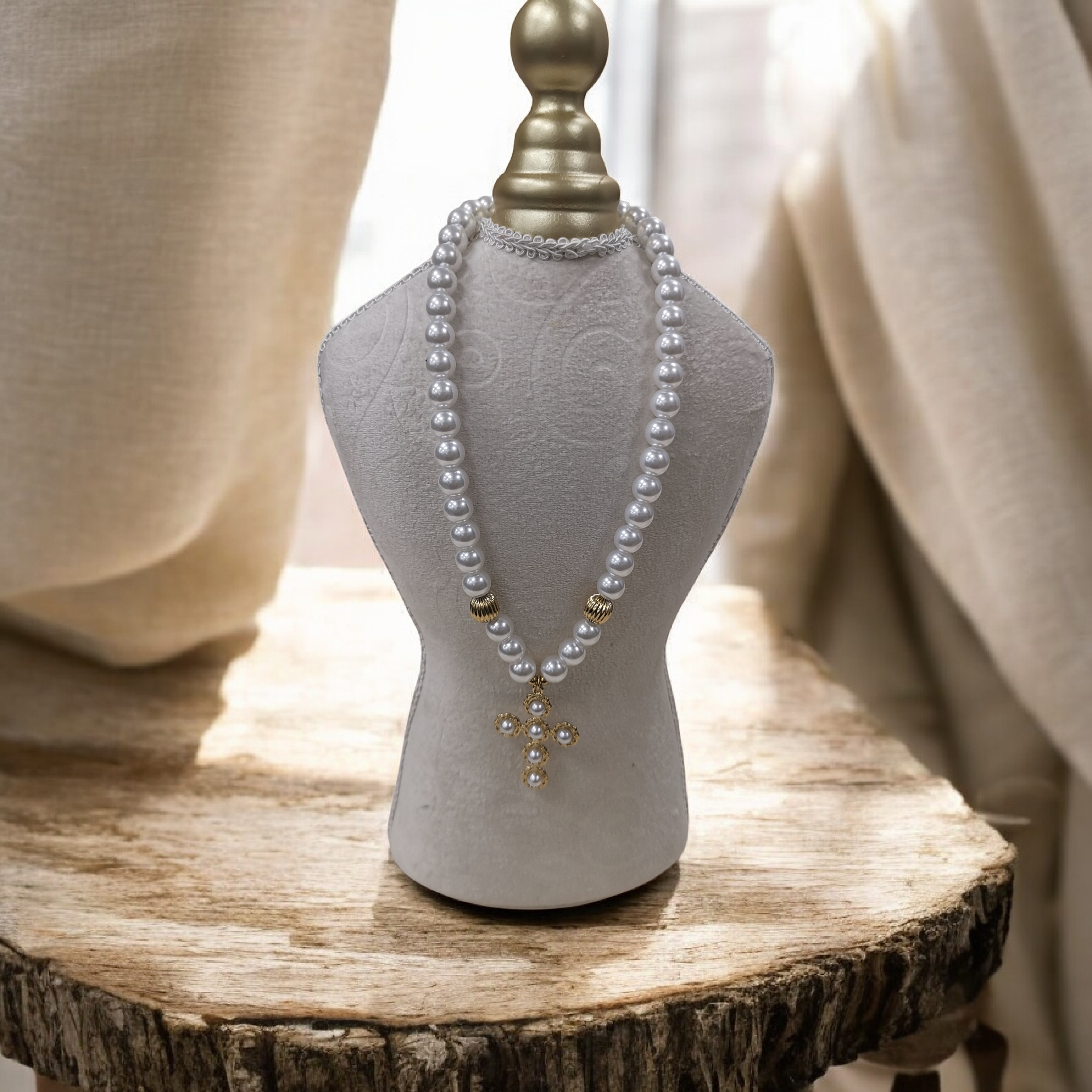 Collier Perle Croix Acier Inoxydable - Bijou Raffiné Femme