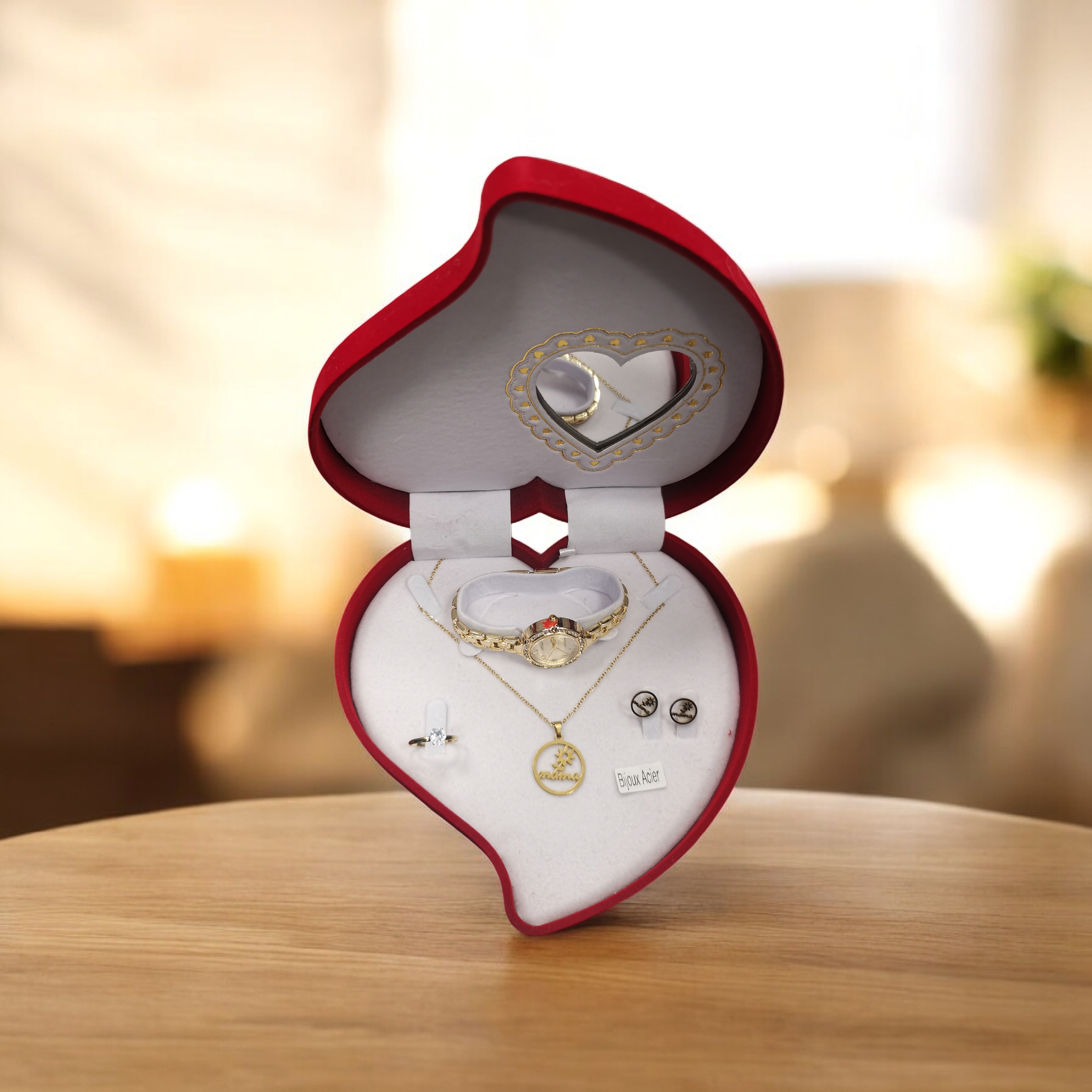 Coffret Bijoux Acier Inoxydable 4 Pièces - Cadeau Saint-Valentin
